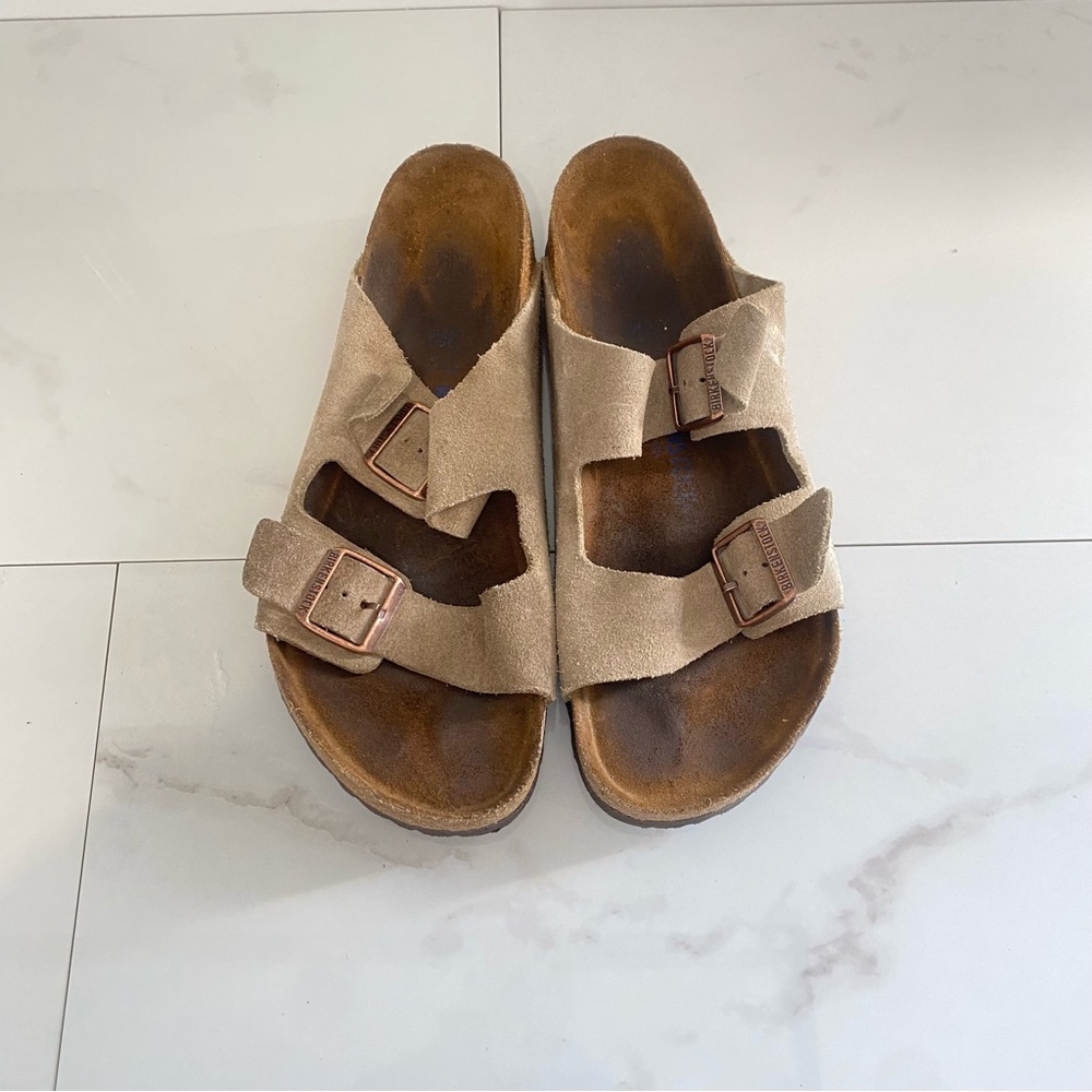 Birkenstock Arizona Tan Suede Double Strap Sandals Size 43 / US 10 Men’s